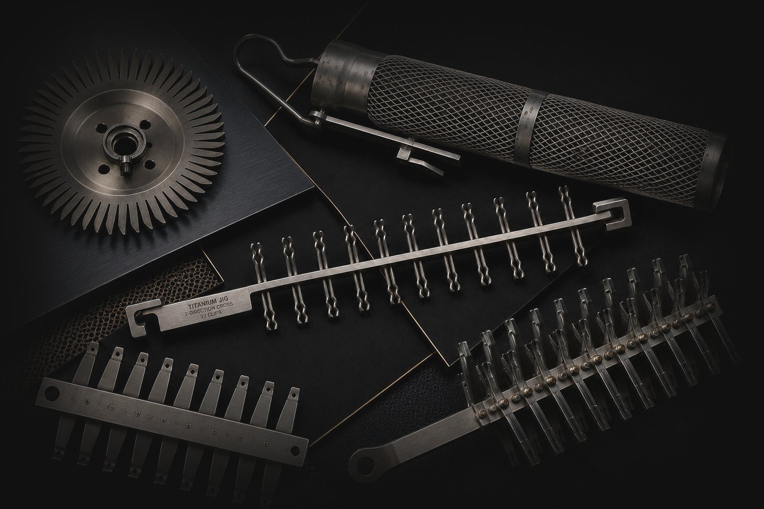 Jigs and Baskets — titanium and stainless steel hardware
